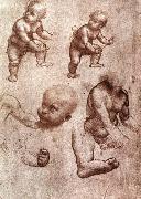 Leonardo  Da Vinci Study of a child painting